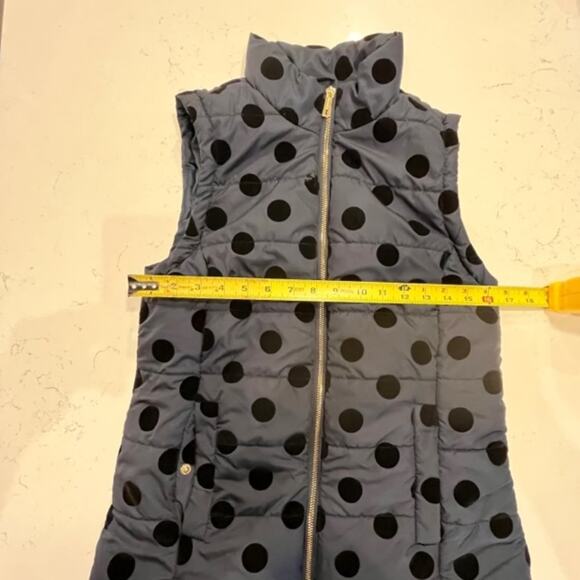 Kenneth Cole Puffer Vest Navy Jacket Womens w/Black Velvet Dots Sz XS - Picture 9 of 11